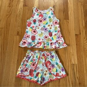 365 Kids By Garanimals Tropical Fruit Print Kids Pajamas Sz 10